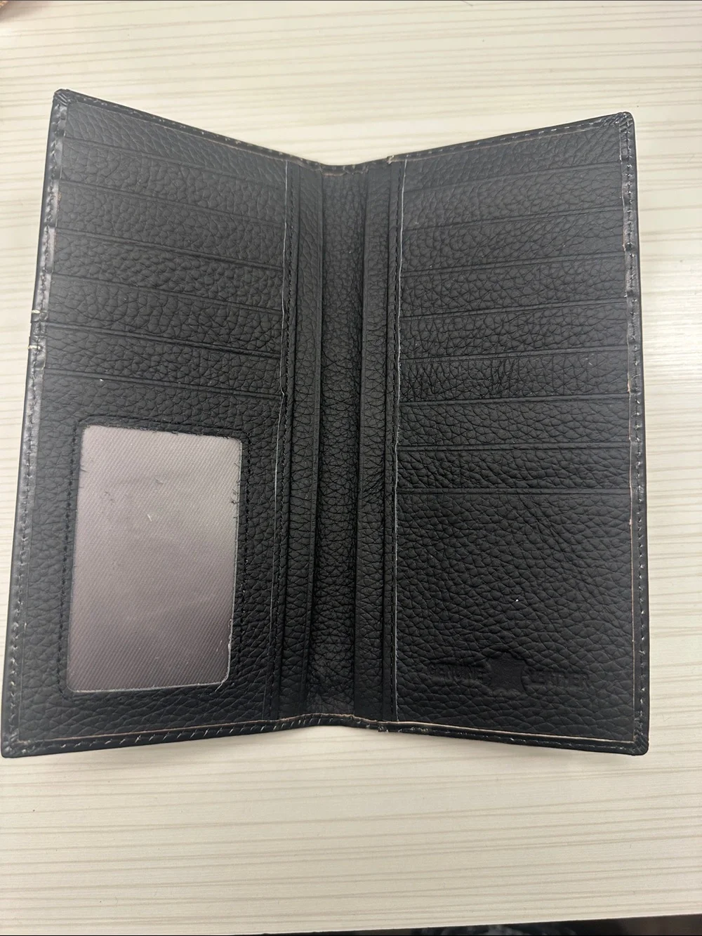 Black Leather Tri-Cross Wallet for Men